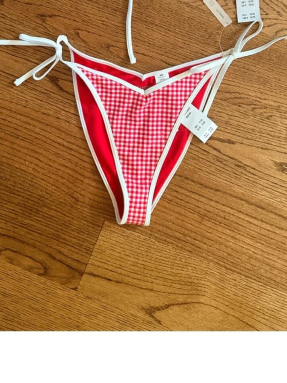 Hollister Red White Checkered Gingham Bow Tie Bikini Bottoms
